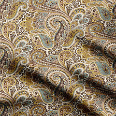 Large Peacock Paisley Chinnon Chiffon Fabric