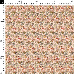 Organza 1 Meter Peachy Pink Floral Print Fabric