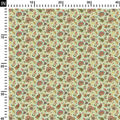 Georgette 1 Meter Light Jade Botanical Print Fabric