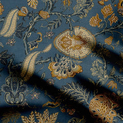 Rayon 1 Meter Dusky Blue Floral Print Fabric