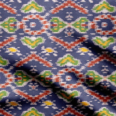 Ikat Patola Royal Blue Cotton Fabric