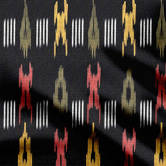 Black Multicolor Ikat-41711, All Designs, Chinnon Chiffon, cotton, Cotton Canvas, Cotton Poplin, Cotton Satin, Crepe, FEATURED ARTIST DESIGNS, Giza Cotton, Jyliya Sinha, Light Chiffon, Modal Satin, Muslin, Natural Crepe, Organic Cotton Bamboo, Organza, Organza Satin, pashmina, Poly Canvas, Poly Cotton, Pure Linen, Rayon, Satin, Satin Linen, Velvet Velure, Viscose Dola Silk, Viscose Georgette-Symplico