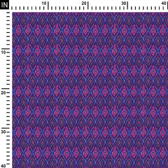 Cotton 1 Meter Secco Pochampally Ikat  Blue Pink Print Fabric