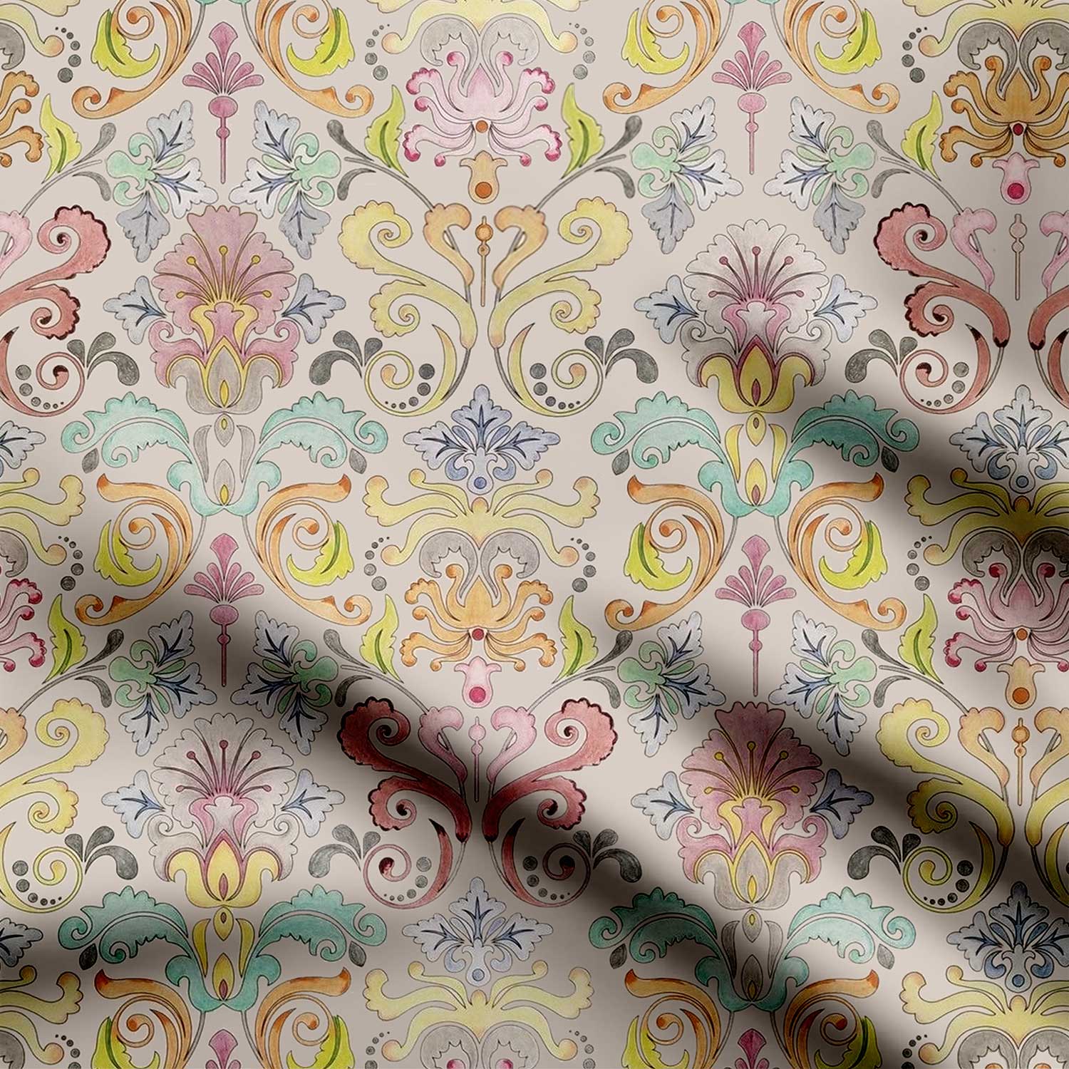 Tropicano Damask Pattern-41927, All Designs, Chinnon Chiffon, cotton, Cotton Canvas, Cotton Poplin, Cotton Satin, Crepe, FEATURED ARTIST DESIGNS, Giza Cotton, Light Chiffon, Modal Satin, Muslin, Natural Crepe, Nayara Kaur, Organic Cotton Bamboo, Organza, Organza Satin, pashmina, Poly Canvas, Poly Cotton, Pure Linen, Rayon, Satin, Satin Linen, Velvet Velure, Viscose Dola Silk, Viscose Georgette, Watercolor-Symplico