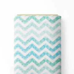 Green And Blue Wave Stripes Cotton Fabric