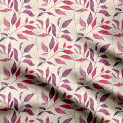 Cotton 3 Meters Leaves Red Barrel Print Fabric