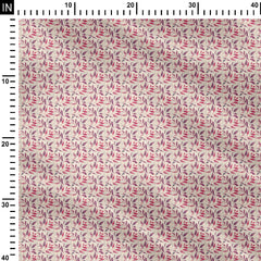 Cotton 3 Meters Leaves Red Barrel Print Fabric