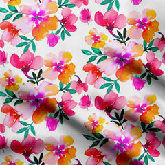 Satin 3 Meters Bright florals Print Fabric