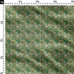 Green Paisley Satin Fabric