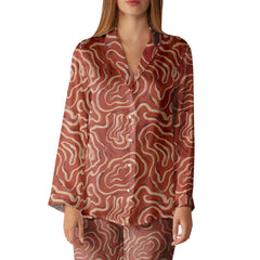 Autumn Red Abstract Pattern Muslin Fabric Co-Ord Set