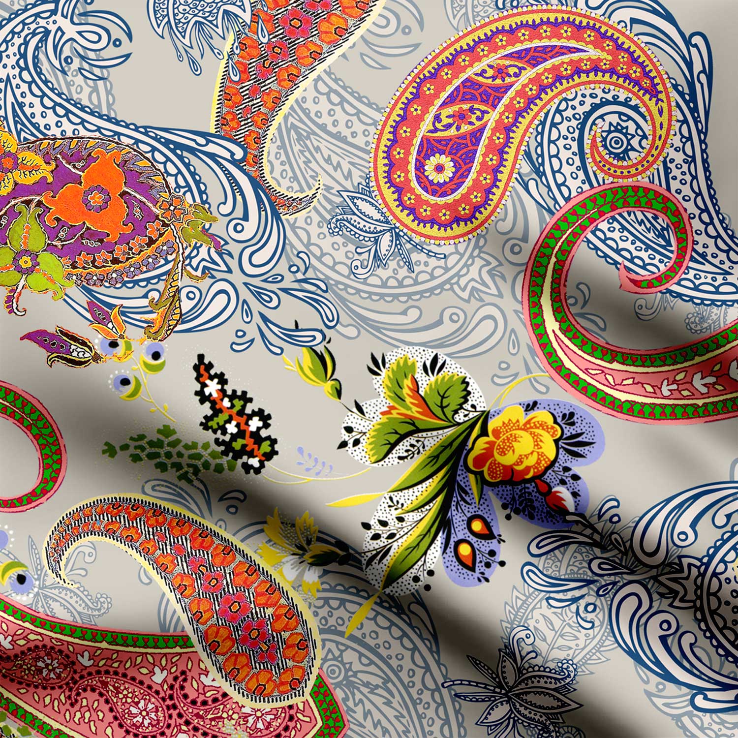 Colorfull Paisley-42590, All Designs, Chinnon Chiffon, cotton, Cotton Canvas, Cotton Poplin, Cotton Satin, Crepe, FEATURED ARTIST DESIGNS, Giza Cotton, Light Chiffon, Modal Satin, Monika Purohit, Muslin, Natural Crepe, Organic Cotton Bamboo, Organza, Organza Satin, Paisley, pashmina, Poly Canvas, Poly Cotton, Pure Linen, Rayon, Satin, Satin Linen, Velvet Velure, Viscose Dola Silk, Viscose Georgette-Symplico