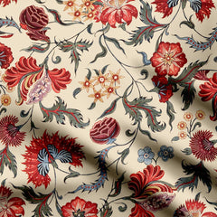 JACOBEAN FLORAL Crepe-42624, Crepe, Crepe Collection, Kalamkari, Tuusha Shah-Symplico