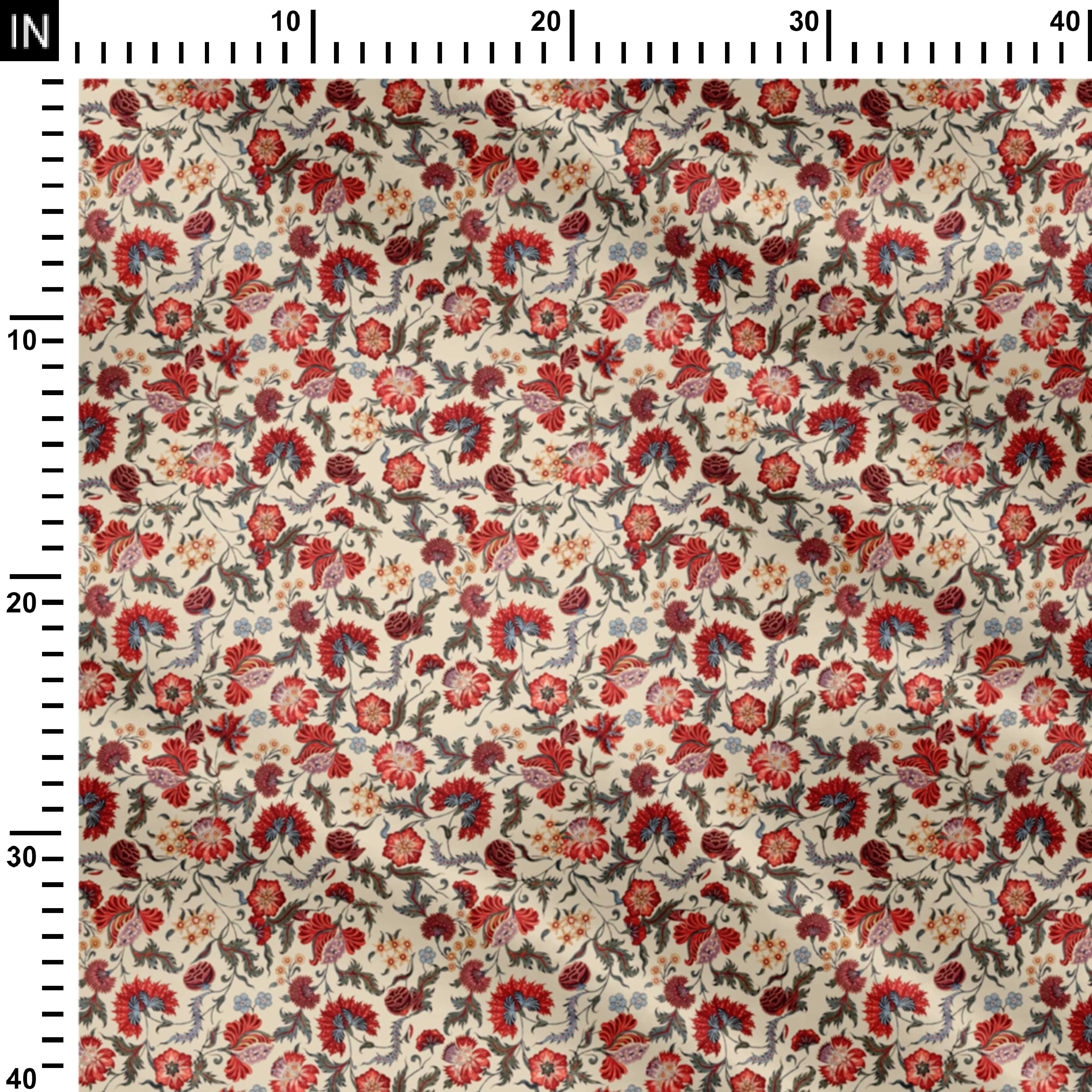 JACOBEAN FLORAL Crepe-42624, Crepe, Crepe Collection, Kalamkari, Tuusha Shah-Symplico