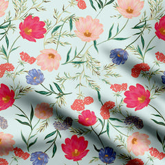 Calm spring floral Crepe Fabric