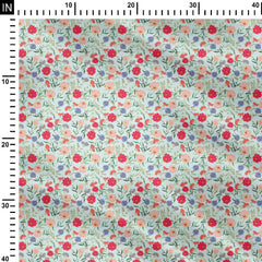 Calm spring floral Crepe Fabric