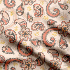 Orange Paisley With Flower-42705, Akshay Gaykwad, All Designs, Chinnon Chiffon, cotton, Cotton Canvas, Cotton Poplin, Cotton Satin, Crepe, FEATURED ARTIST DESIGNS, Floral, Giza Cotton, Light Chiffon, Modal Satin, Muslin, Natural Crepe, Organic Cotton Bamboo, Organza, Organza Satin, Paisley, pashmina, Poly Canvas, Poly Cotton, Pure Linen, Rayon, Satin, Satin Linen, Velvet Velure, Viscose Dola Silk, Viscose Georgette-Symplico