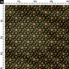 Satin 1 Meter Green Forest Kalamkari Print Fabric