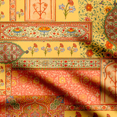 Indian Handicraft Motifs Modal Satin Fabric