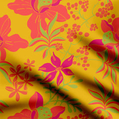 Crepe 1 Meter Bright summer style Print Fabric