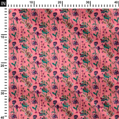 Organza satin 5 Meters Spring Flowers in Water Print Fabric