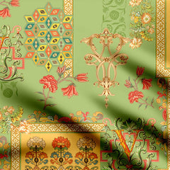 Geometric Mughal Pattern Modal Satin Fabric