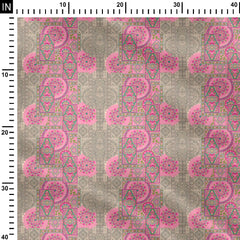 fantasy flowers natural Satin Linen Fabric