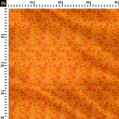 Cotton 1 Meter Floral Damask Orange Print Fabric