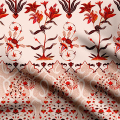 Mughal Wall Design Modal Satin Fabric