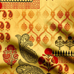 Yellow Paisley Elegance Modal Satin Fabric