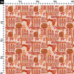 Floral Red Pattern Modal Satin Fabric