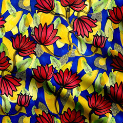 Natural Crepe 5 Meters Lotus Flower Print Fabric