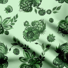 Satin 1 Meter Green Oasis Print Fabric