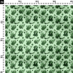 Satin 1 Meter Green Oasis Print Fabric