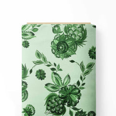 Satin 1 Meter Green Oasis Print Fabric