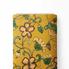 Muslin 1 Meter Mustard Bloom Medley Print Fabric