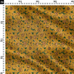 Muslin 1 Meter Mustard Bloom Medley Print Fabric