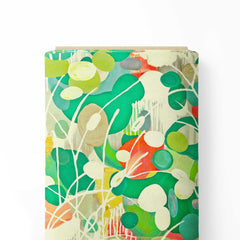 Green Circle Leaves Pashmina Fabric