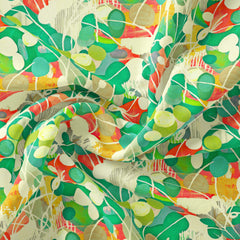 Green Circle Leaves Pashmina Fabric