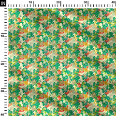 Green Circle Leaves Pashmina Fabric