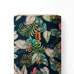 Tropical Plam Leaves  Velvet Fabric