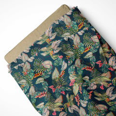 Tropical Plam Leaves  Velvet Fabric