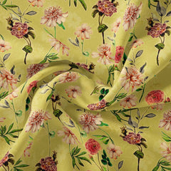 Cotton Silk 1 Meter Floral Abundance Print Fabric