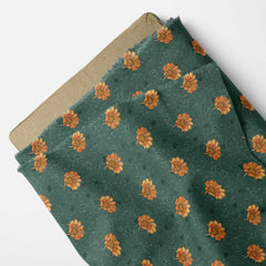 Royal Green Rust Satin Linen Fabric