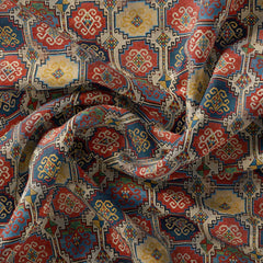 Midnight Mosaic Satin Linen Fabric