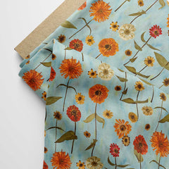 Sunflower Blooms Satin Linen Fabric