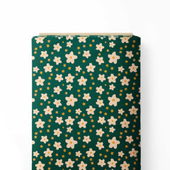 Green Stars Bloom Georgette Fabric