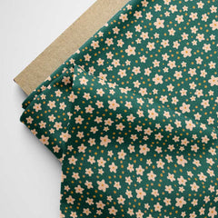 Green Stars Bloom Georgette Fabric