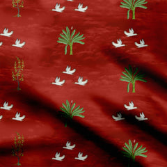 Crepe 4 Meters Flying birds Print Fabric