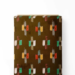 Brown Ikat Glitch Print Fabric