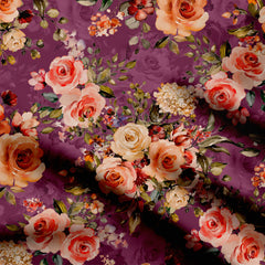 Burgundy Blooms Print Fabric